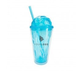 450ml Colorful Plastic Drinking Cup with Bubble Lid and Straw