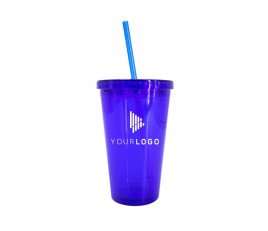 450ml Colorful Plastic Drinking Cup with Straw