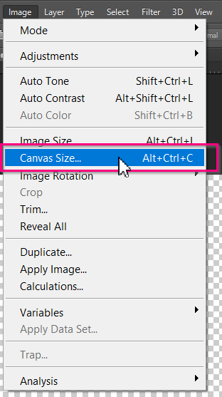 Change the size of your file in Canvas Size